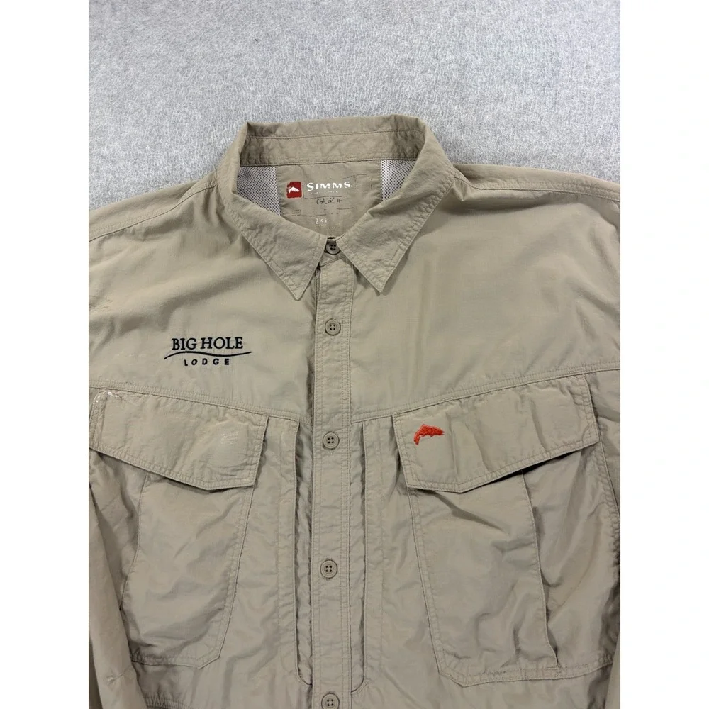 Simms BIG HOLE LODGE Breathable Button Down Shirt (Men's 2XL) Tan